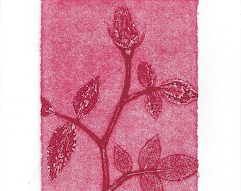 Monoprint Art Card Red Rose No.2