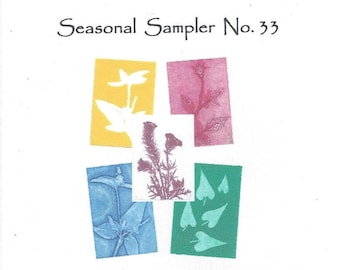 Seasonal Sampler No.33 Set of 5 Monoprint Notecards