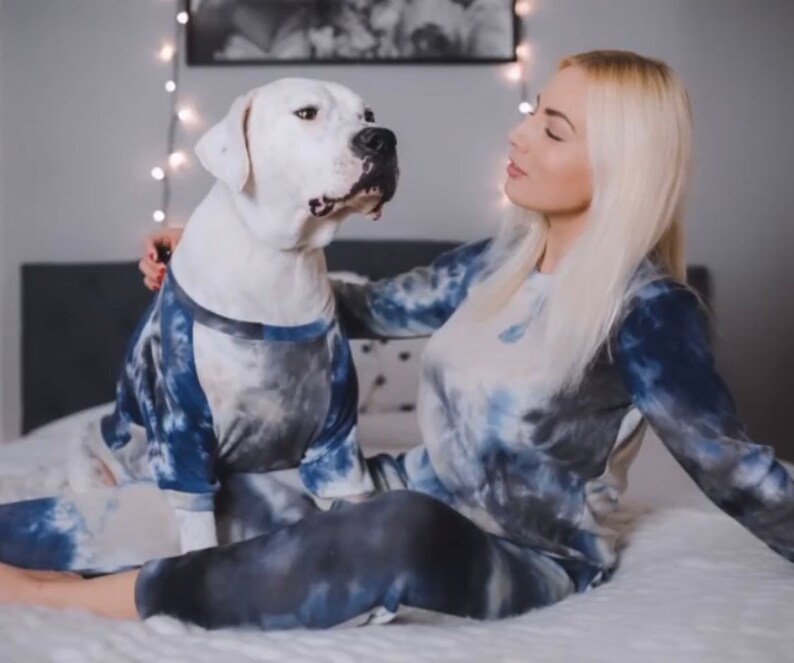 Similar items to Navy and Beige Tie Dye Dog Shirt and Adult Pajamas