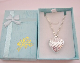 Girls Heart Photo Locket Necklace on Silver Plated Chain, Gift for Daughter, Niece, Granddaughter, Kids Childrens Jewellery Gifts