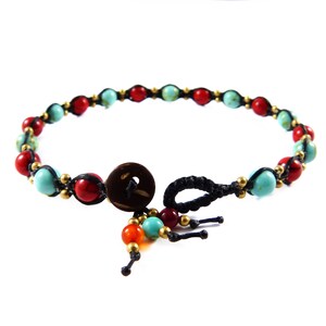 Anklet Turquoise Red Beads Macrame Thailand Boho Tribal Surfer Hippie ...