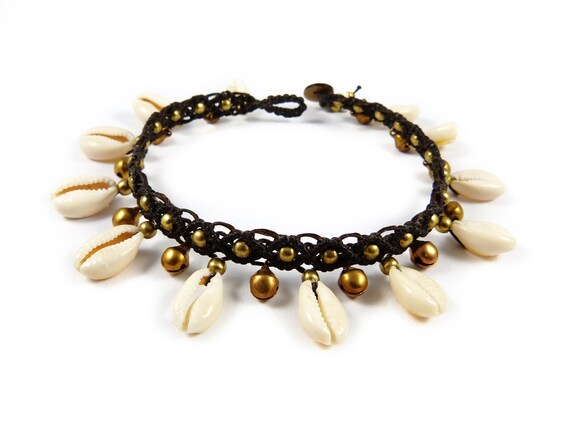 Anklet Real Pearls Stars Macrame Thailand Boho Tribal Surfer Custom Size