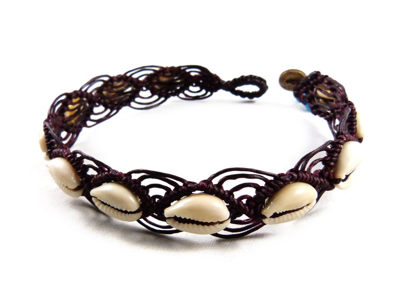 Anklet with Cowrie Shells Thailand Macrame Tribal Surfer Body Jewellery zdjęcie 1