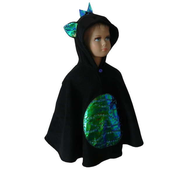 drache halloween fasching kostüm cape poncho für kleinkinder schwarz