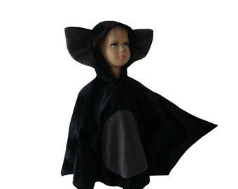 fledermaus halloween fasching kostüm cape poncho für kleinkinder fellimitat