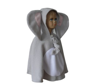 Cape poncho de costume de carnaval d'Halloween gris éléphant pour les tout-petits