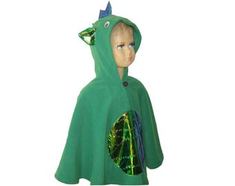 dino / drache halloween fasching kostüm cape poncho für kleinkinder grün