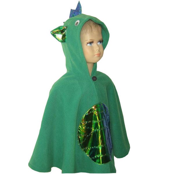 dino / drache halloween fasching kostüm cape poncho für kleinkinder grün