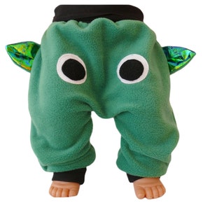 mitwachshose &quot; drache &quot; pumphose harem broek fleece groen ca. gr. 62 tot ca. gr. 80