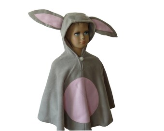 hase halloween fasching kostüm cape poncho für kleinkinder in grau