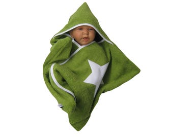 star baby wrap hooded towel baby shower gift bath towel terry cloth green