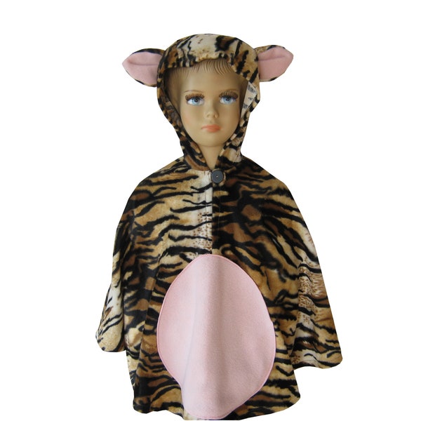 tiger halloween / fasching kostüm cape poncho für kleinkinder fellimitat