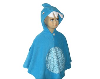 Poncho de capa de disfraz de carnaval de Halloween de tiburón para niños pequeños