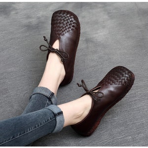 Hot!Handmade Leather Shoes for Women,Oxford Retro Shoes,Soft Sole Shoes,Personal Style Flat Simple Tie Shoes