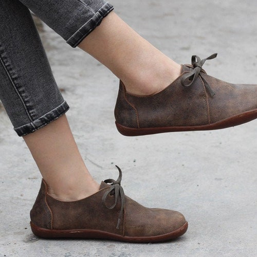 New Handmade Women Flat Leather 