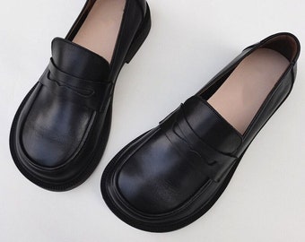 Chaussures de mocassins pour femmes faites à la main, chaussures en cuir plat, chaussures Oxford confortables, chaussures en cuir souple, chaussures décontractées, slip ons, mocassins