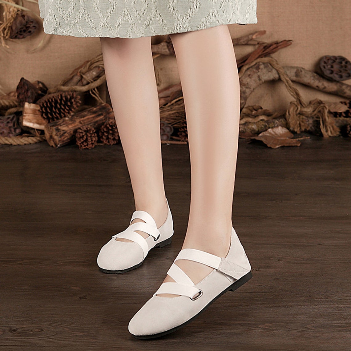 tan ballet shoes