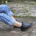 Handmade Black Leather Shoes,Ankle Boots,Oxford Women Shoes, Flat Shoes, Retro Leather Shoes, Short Boots,Booties 