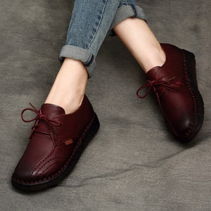 Women Leather Shoes, Leather Oxfords, Oxford Shoes, Soft Leather Shoes, Closed Shoes, Red Shoes, Brown Shoes image 4