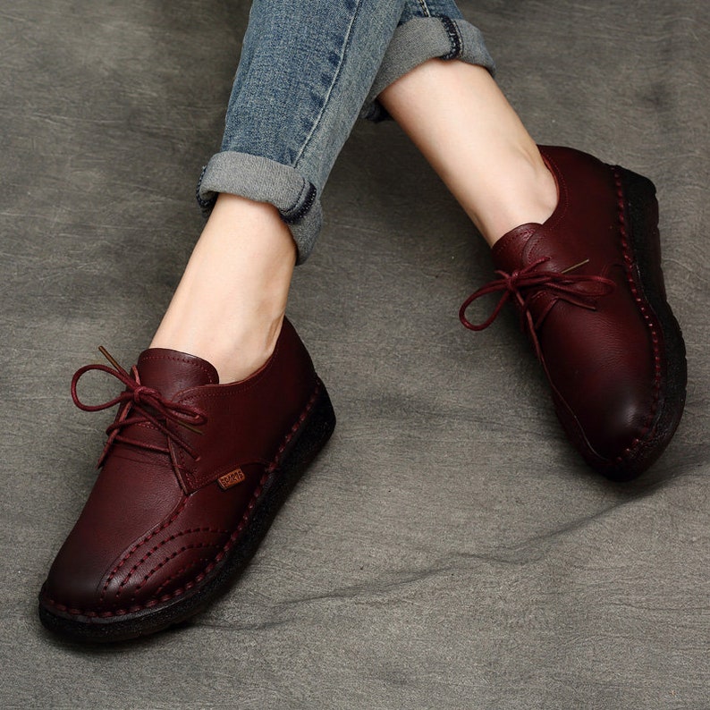 Women Leather Shoes, Leather Oxfords, Oxford Shoes, Soft Leather Shoes, Closed Shoes, Red Shoes, Brown Shoes image 4