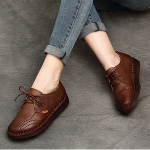 Women Leather Shoes, Leather Oxfords, Oxford Shoes, Soft Leather Shoes, Closed Shoes, Red Shoes, Brown Shoes image 6