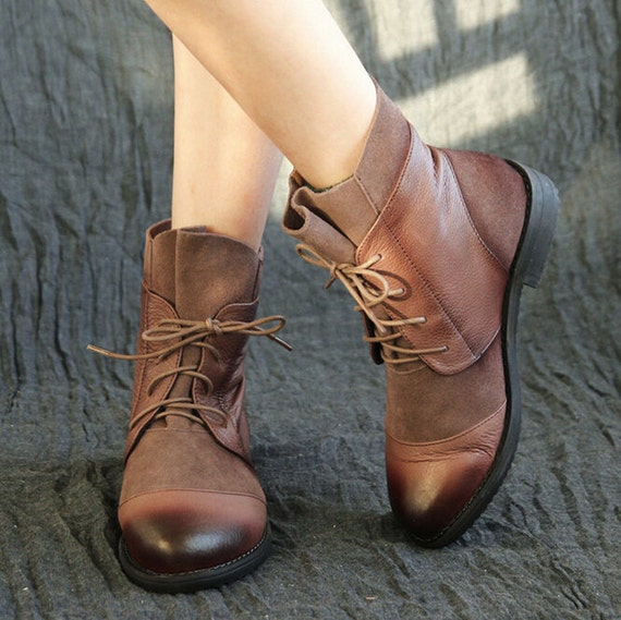 Items similar to Handmade Ankle Boots,Oxford Women Shoes with Lace