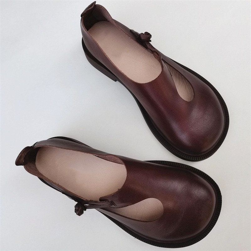 Handmade Wide Toe Leather Sandals,women Flat Leather Shoes