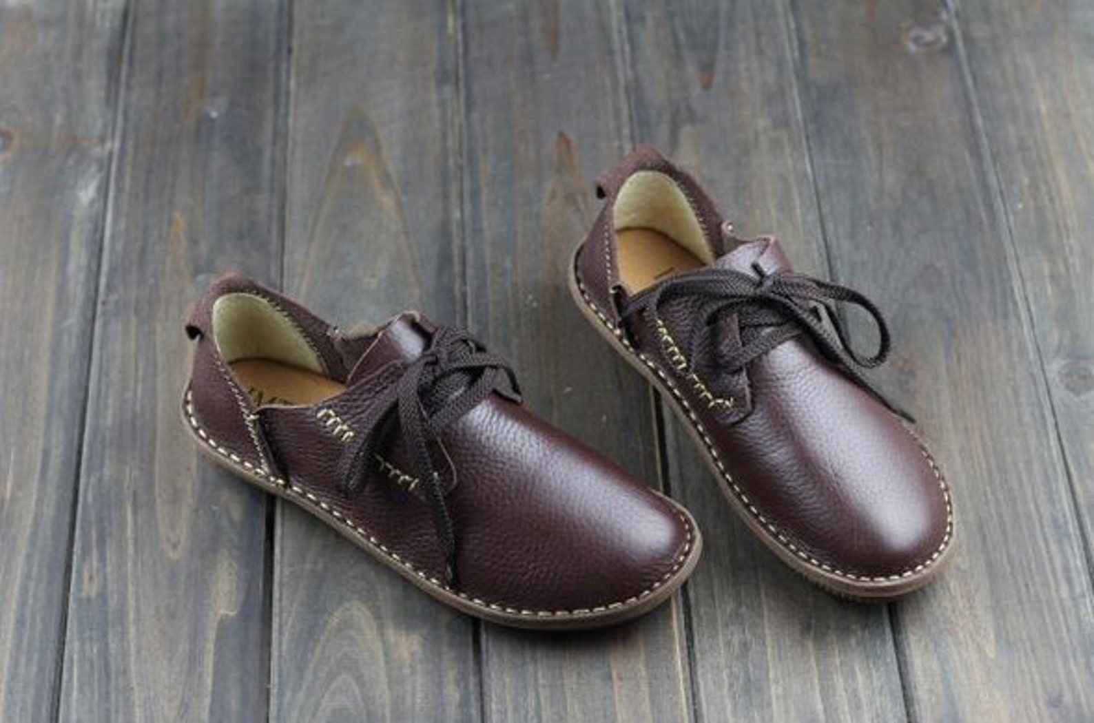 Handmade Women Leather Shoesoxford Black Shoes Flat Shoes Etsy