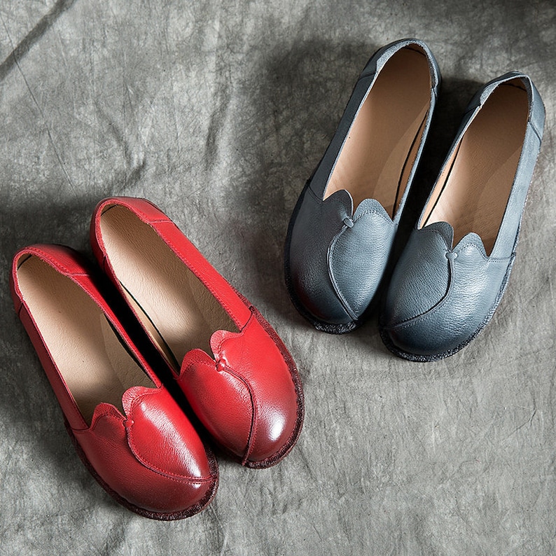 Handmade Soft Leather Shoes for Women,Oxford Mom/'s Shoes Flat Shoes Slip Ons Pregnant Leather Shoes