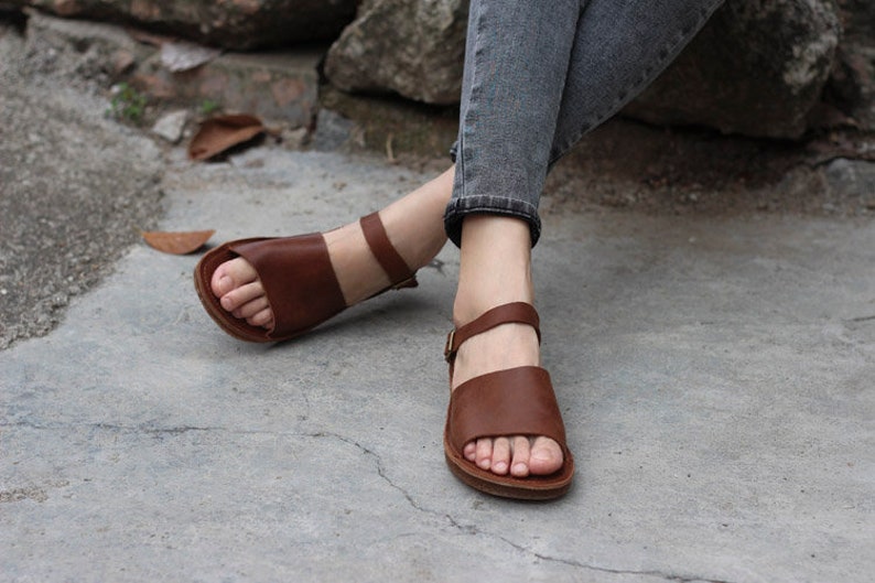 Handmade Women's Flat Sandals Leather Sandals Leather Etsy