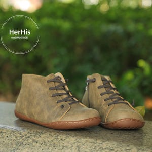 Handgemaakte schoenen, enkellaarsjes, Oxford damesschoenen, platte schoenen, retro leren schoenen, vrijetijdsschoenen, korte laarzen, laarsjes