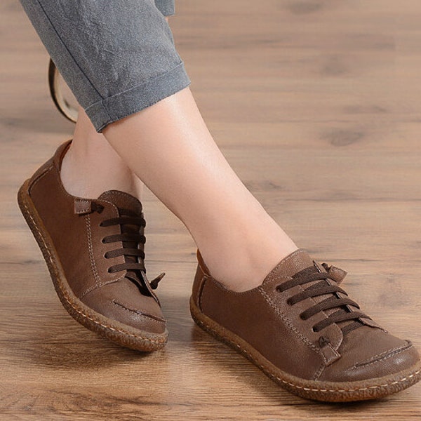 Size US10.5,Size US11 Leather Brown Shoes for Women