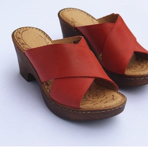 Handmade Women Summer Wedges,Women Slippers,Open Toe Platform Shoes,7cm Heel Shoes