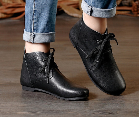 Leather Women Boots Black Shoes Brown Boot Ankle Boots Black Boots