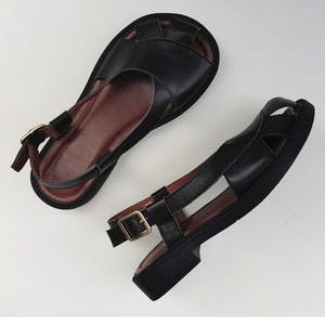 Handmade Wide Toe Leather Sandals,Women Flat Leather Shoes, Women's Summer wide Oxford Shoes image 7