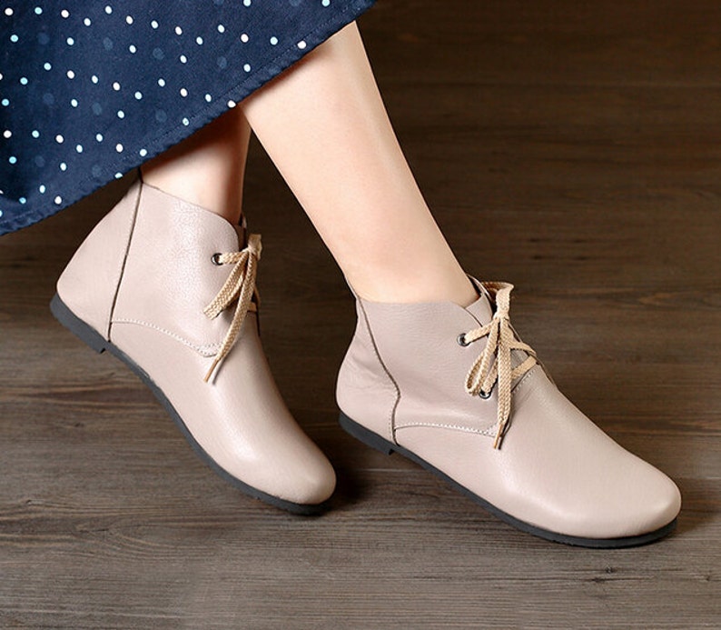 Handmade Grey Shoesankle Bootsoxford Women Fall Shoes Flat - Etsy