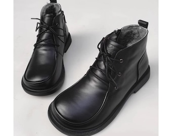 Handgemachte Herren Winter Schuhe,Wide Toe Box Herren Schuhe,Oxford Herren Krawatte Schuhe,bequeme Schuhe,Schwarze Schuhe für Männer,Braune Schuhe