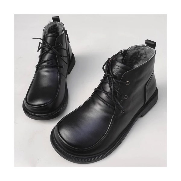 Handgemachte Herren Winter Schuhe,Wide Toe Box Herren Schuhe,Oxford Herren Krawatte Schuhe,bequeme Schuhe,Schwarze Schuhe für Männer,Braune Schuhe