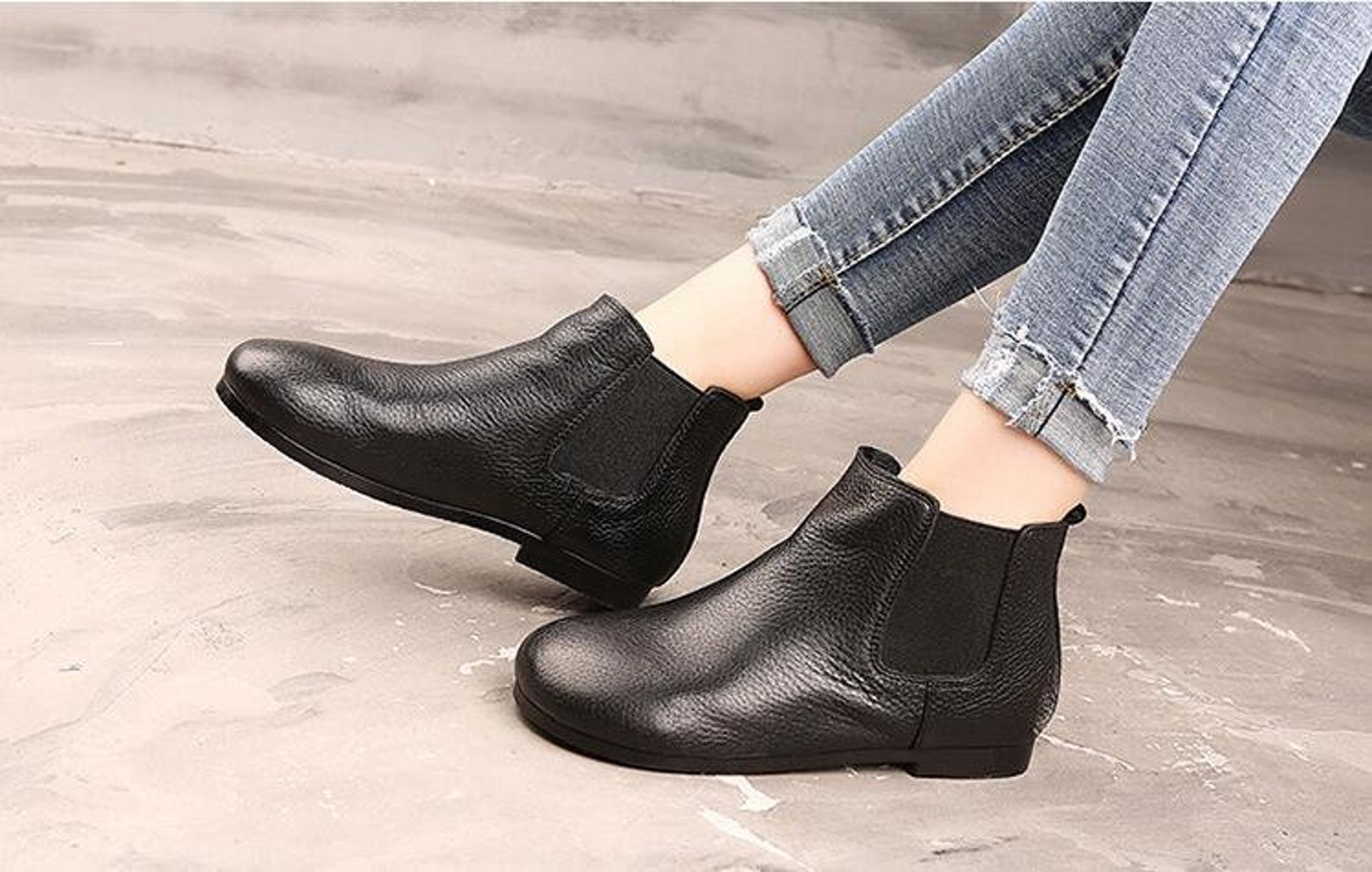 Women Soft Oxford Shoes Leather Booties Short Bootssoft - Etsy