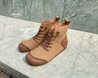 Handmade Women Leather Booties,Retro Boots, Oxford Women Shoes,Casual Shoes,Short Boots,Her Gifts