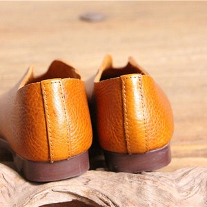 Handmade Women Shoes,Oxford Shoes, Flat Shoes, Retro Leather Shoes, Slip Ons image 4