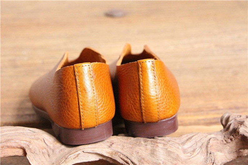 Handmade Women Shoes,Oxford Shoes, Flat Shoes, Retro Leather Shoes, Slip Ons image 4