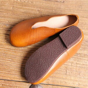 Handmade Women Shoes,Oxford Shoes, Flat Shoes, Retro Leather Shoes, Slip Ons image 5