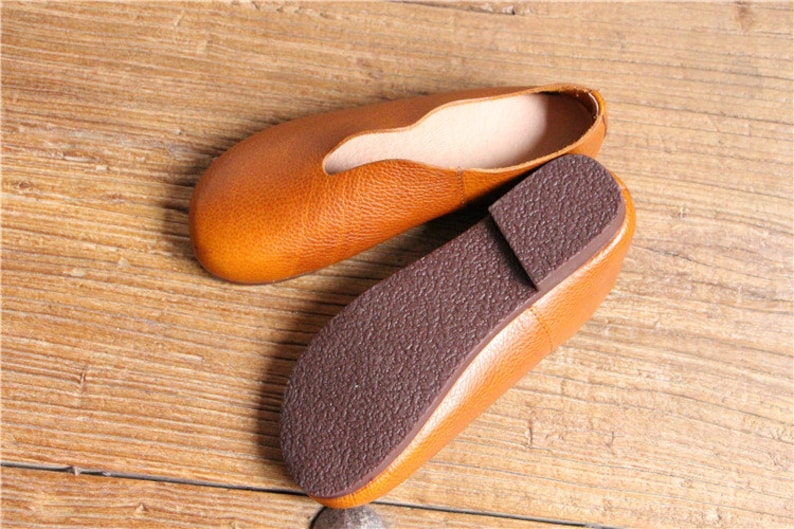 Handmade Women Shoes,Oxford Shoes, Flat Shoes, Retro Leather Shoes, Slip Ons image 5