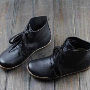 Handmade Shoes,Ankle Boots,Oxford Women Shoes, Flat Shoes, Retro Leather Shoes, Casual Shoes, Short Boots,Booties,Black Booties,Brown Boots Black+Leather Inside