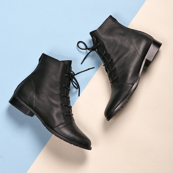 Zapatos Zapatos para mujer Botas Patucos y botines Botas negras de cuero de mujer Botas de cuero genuino Botines negros Zapatos de mujer Botas de invierno 