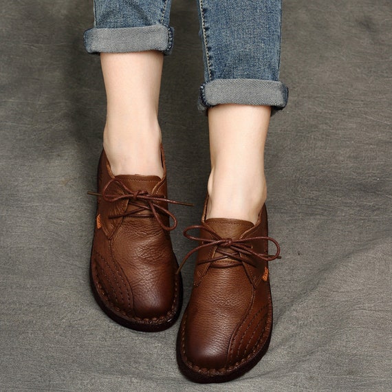 Women Leather Shoes Leather Oxfords Oxford Shoes Soft - Etsy