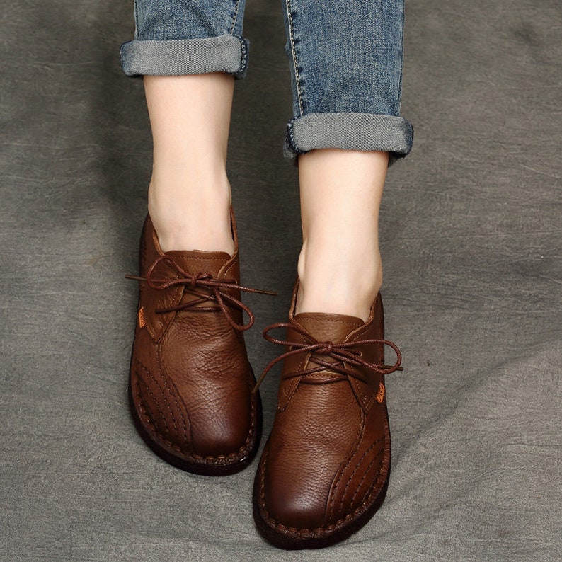 Women Leather Shoes, Leather Oxfords, Oxford Shoes, Soft Leather Shoes, Closed Shoes, Red Shoes, Brown Shoes image 2