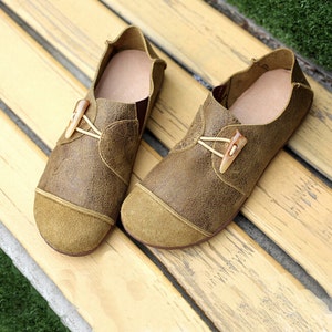 Large Size Handmade Shoes,Oxford Women Shoes, Flat Shoes, Retro Leather Shoes, Casual Shoes