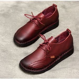 Women Leather Shoes, Leather Oxfords, Oxford Shoes, Soft Leather Shoes, Closed Shoes, Red Shoes, Brown Shoes image 9